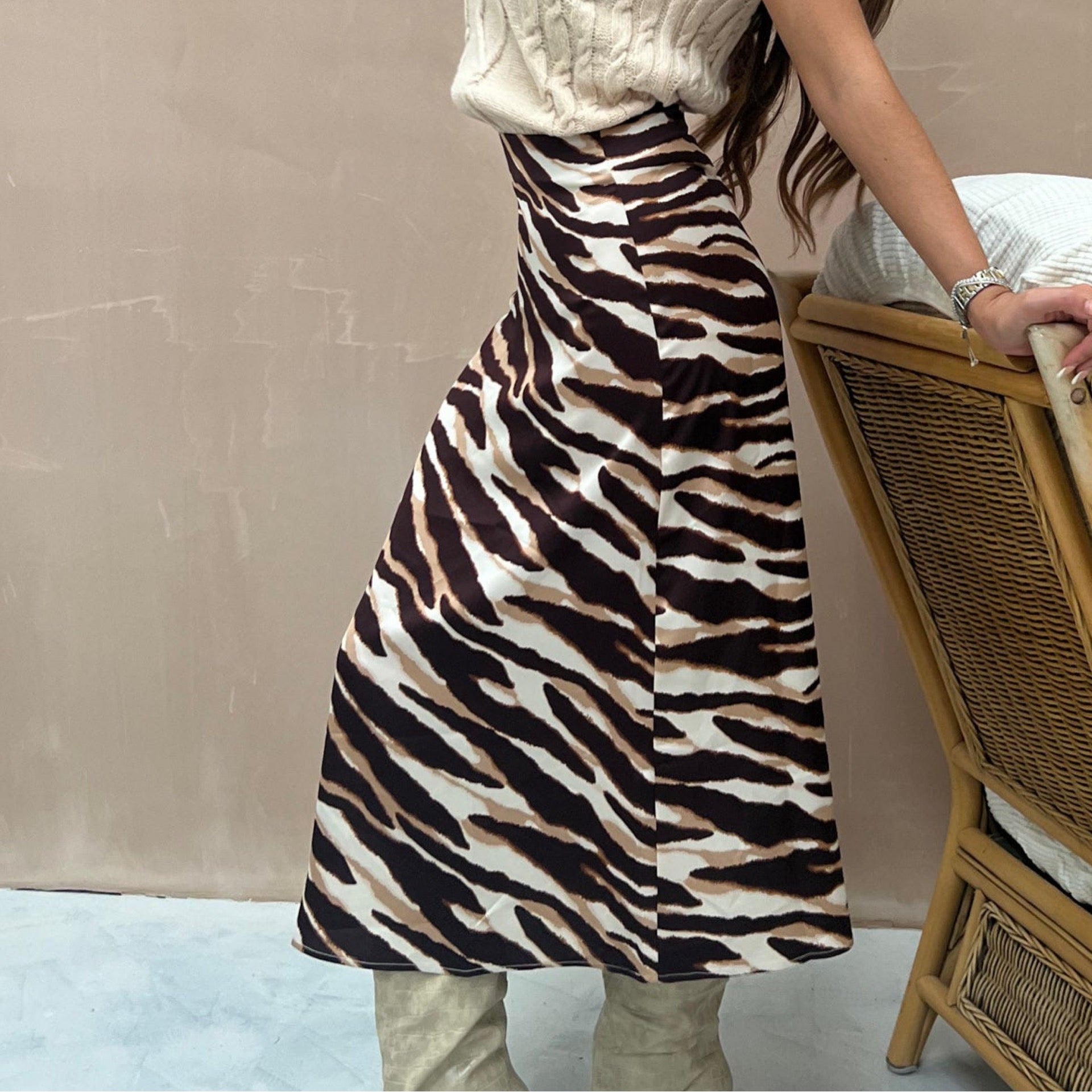 Cheap zebra print midi skirt Factory Sale